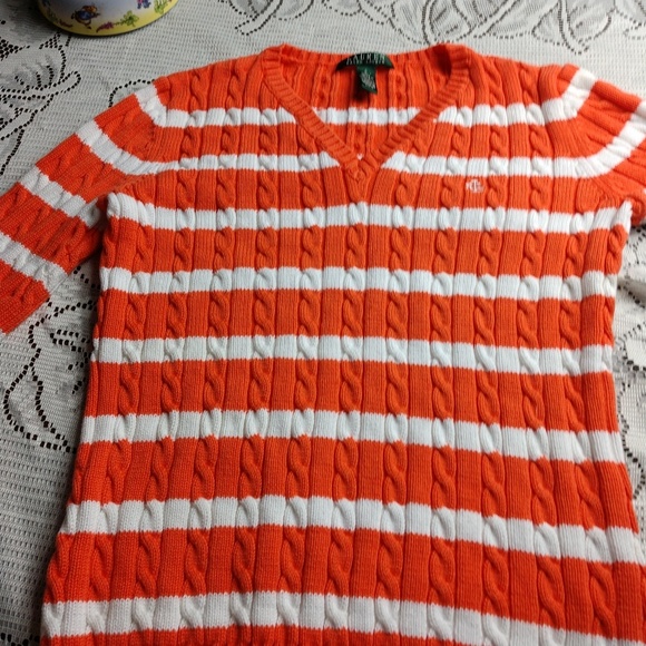 Lauren Ralph Lauren Striped Cable Knit Sweater - Picture 7 of 8